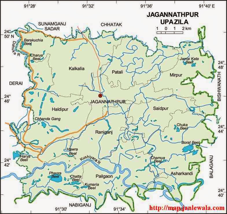 jagannathpur upazila map of bangladesh