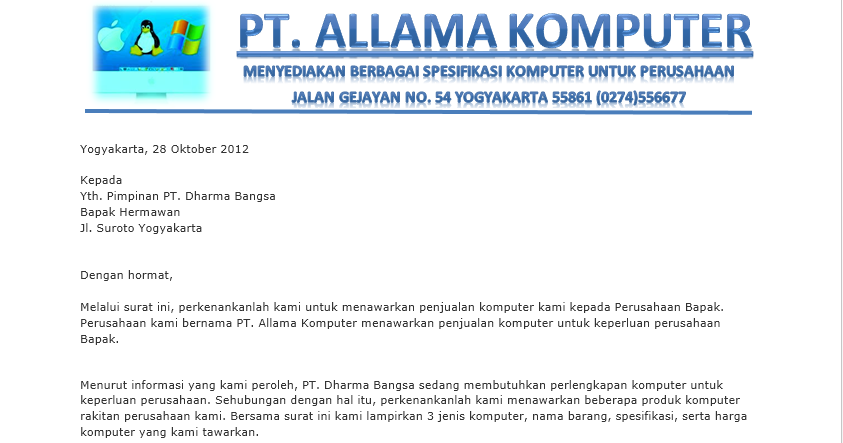 Contoh Surat Penawaran Produk Via Email - Surat 0