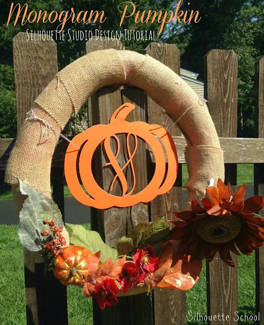 halloween crafts, silhouette cameo projects, monogram wreath, monogram, monogram pumpkin