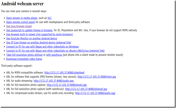 Android Webcam Server
