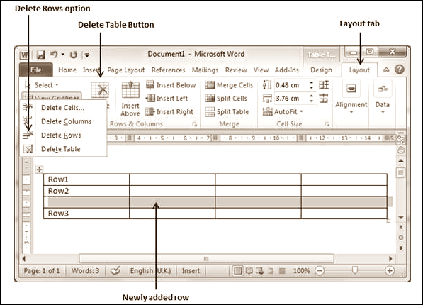  tentu sangat perlu anda tahu bahwa pada microsoft word kita sanggup menciptakan tabel Cara Menambah Atau Menghapus Baris (ROWS) dan Kolom(COLUMNS) Microsoft Word