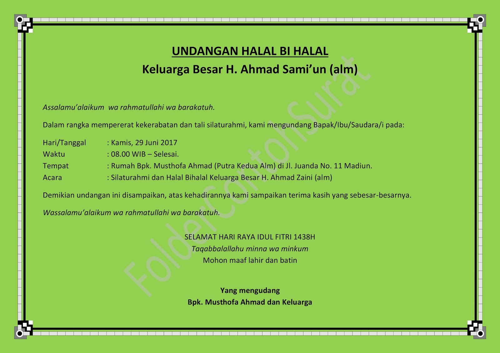 Contoh Surat Undangan Halal Bihalal Idul Fitri  Folder 