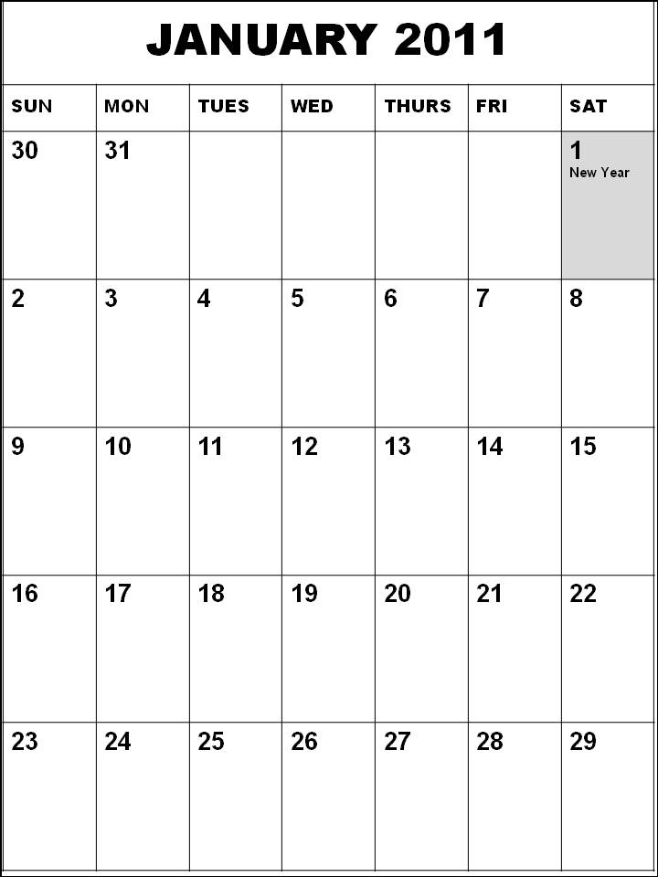 2011 calendar template with holidays