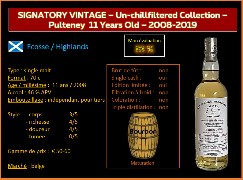 Review #844 : Signatory Vintage – Un-chillfiltered Collection – Pulteney Vintage 2008 for The Nectar