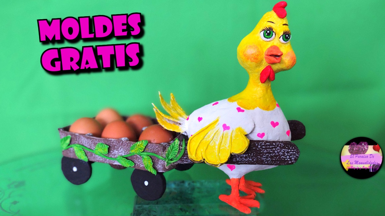 Gallina guarda o porta huevos con masa moldeable casera y cartón