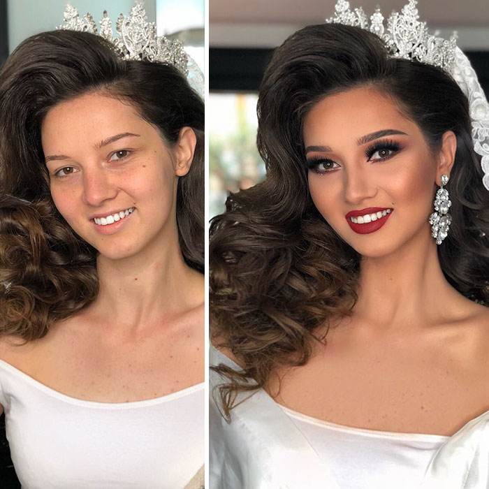 11 Pictures Captured Before And After Brides Got Their Wedding Makeup