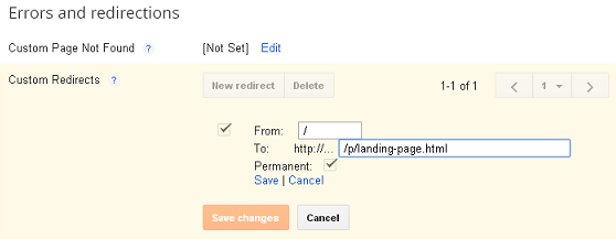 Blogger Custom Redirection Settings