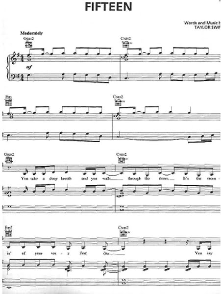 Piano Sheet Music: Free Piano Sheet Music for Fifteen by Taylor Swift