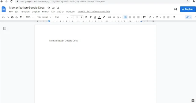 Tampilan mengetik google docs