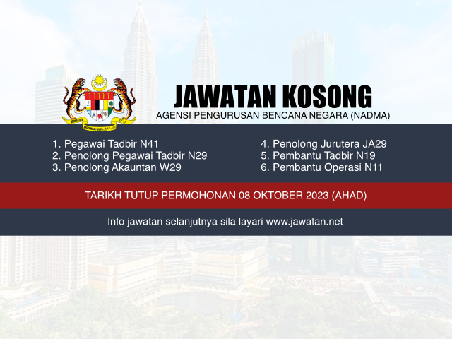 Jawatan Kosong Agensi Pengurusan Bencana Negara (NADMA) Oktober 2023