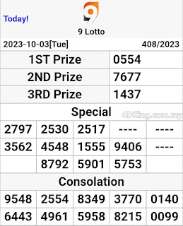 9 Lotto 4D live result 04-10-2023