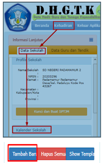 Kalender Sekolah di Aplikasi DHGTK 2018 (Absen Online Guru)