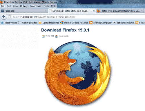 Firefox dengan menu bar