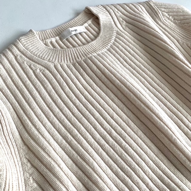 ATON【エイトン】NATURAL DYED WOOL CREWNECK RIBBED SWEATER◆エイティエイト/新居浜・愛媛