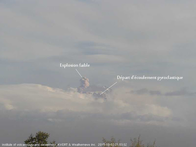 Effondrement de dôme de lave sur le volcan Sheveluch, 04 octobre 2015