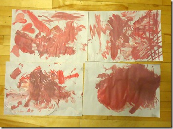 4 finished pink paintings