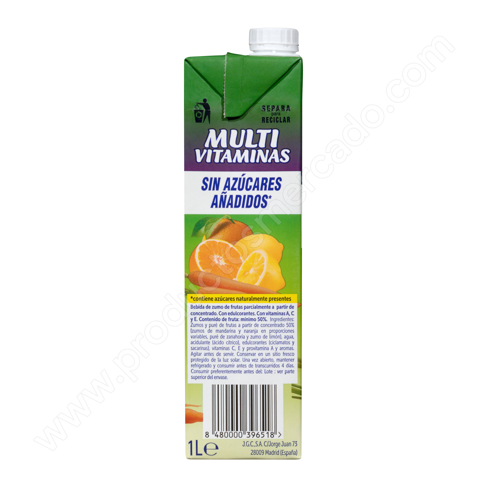 Bebida con zumo de frutas multivitaminas sin azúcares añadidos Hacendado
