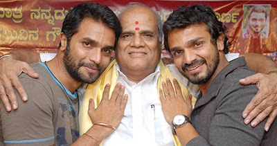 Vijay Raghavendra with his father and brother 