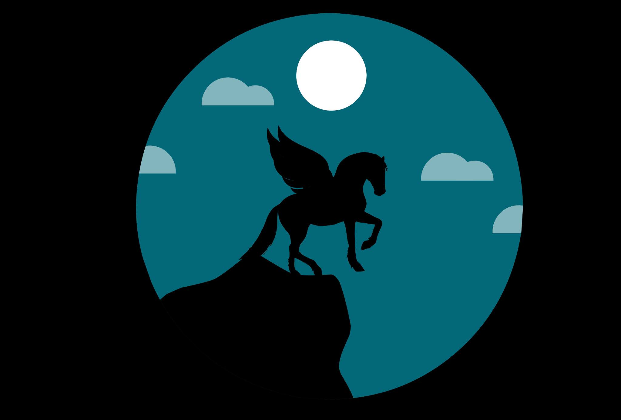 Flying horse fairy tale graphic design