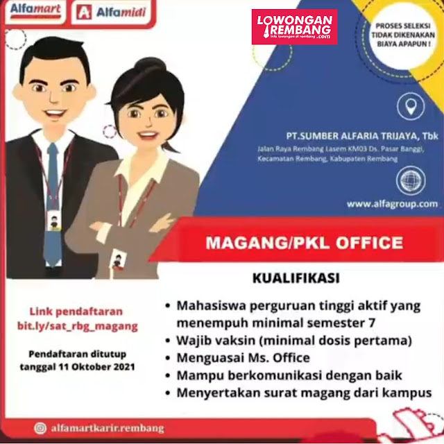 Lowongan Kerja Magang/PKL Office Alfamart Rembang