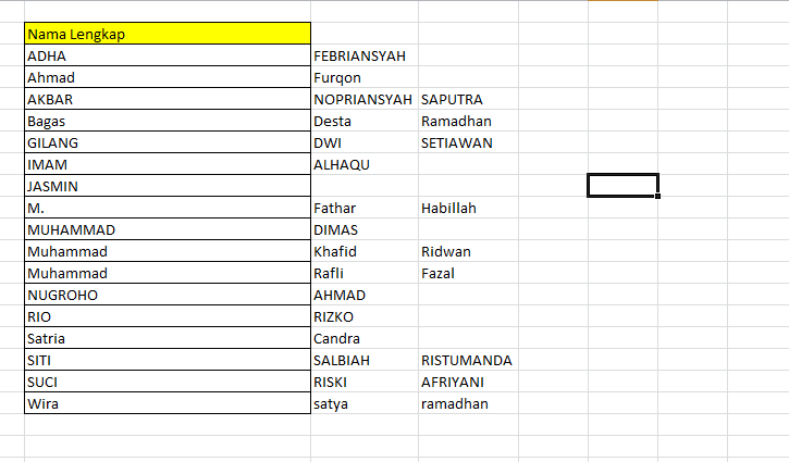 memisahkan text pada excel
