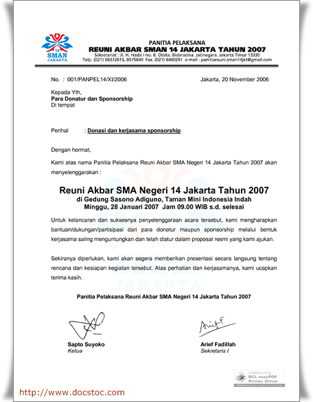 Surat Resmi & Seluk Beluknya: Contoh Surat Resmi Bagian I