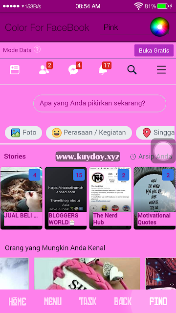 Cara Mengganti Warna Facebook lite di Android