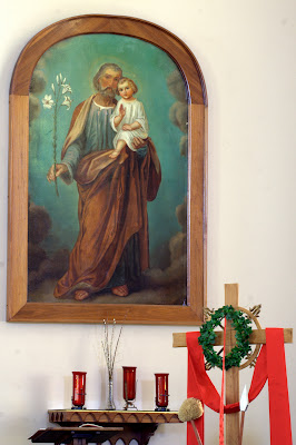 Painted portrait of Joseph and baby Jesus