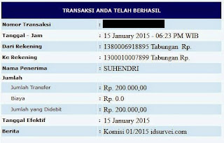 Bukti pembayaran Pertama IDSurvei