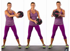 Popsugar doing abs exercises with medicine ball