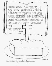 An illustration of John 6:35 to print and color.