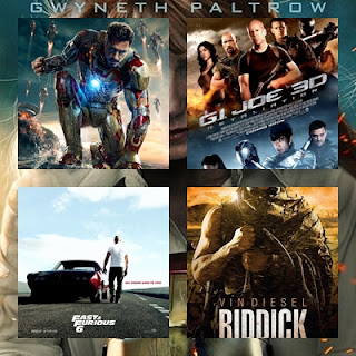 iron man 3, gi joe retaliation, fast and furious 6 and riddick 2