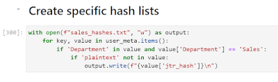 Python code to create a sales only hashlist