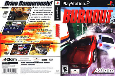 Descargar Burnout para PlayStation 2 en formato ISO región NTSC y PAL en Español Multilenguaje Enlace directo sin torrent. Burnout es un videojuego de carreras del 2001 desarrollado por Criterion Games y distribuido por Acclaim para la PlayStation 2, Xbox y GameCube. La versión de PlayStation 2 fue lanzada en Norte América el 1 de noviembre de 2001, y el 16 de noviembre en Europa. La versión de GameCube fue lanzada en Norte América el 29 de abril de 2002, y el 3 de mayo en Europa. La versión de Xbox fue lanzada en Norte América el 30 de abril de 2002, y el 5 de mayo en Europa.