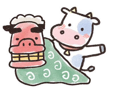 獅子舞と牛のイラスト 丑年 ゆるかわいい無料イラスト素材集 獅子舞と牛のイラスト 丑年 ゆるかわいい無料イラスト素材集