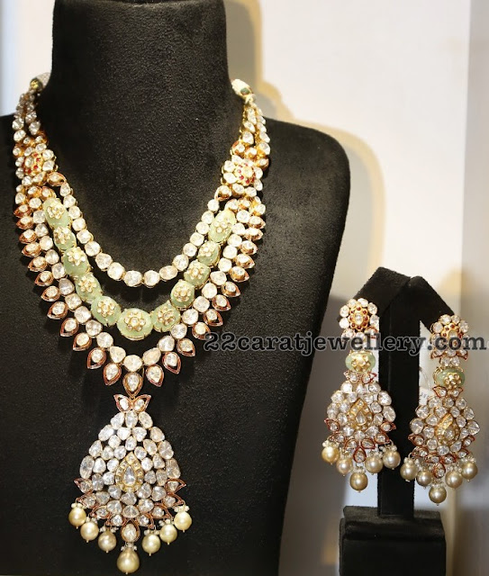 Kundan Long Chain with Green Garnets