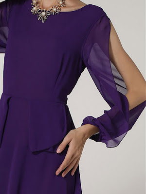 Sleeve slits trend - Purple Slit Sleeve Cold Shoulder Elegant A-line Maxi Dress from MINGYSYI - Price: $56.00(20% off) 