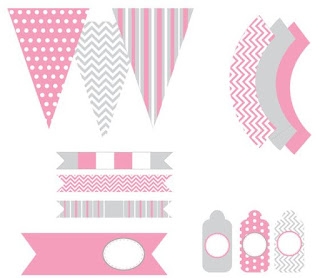 Pink and Grey First Communion Free Printable Kit. 