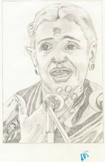 portrait of M S Subbulakshmi