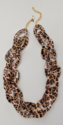 link necklace, fashion, jewelry, trend-spotting, Kenneth Jay Lane, Kenneth Jay Lane Leopard Print Link Necklace