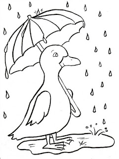 Duck on Rainy Days Coloring Sheet