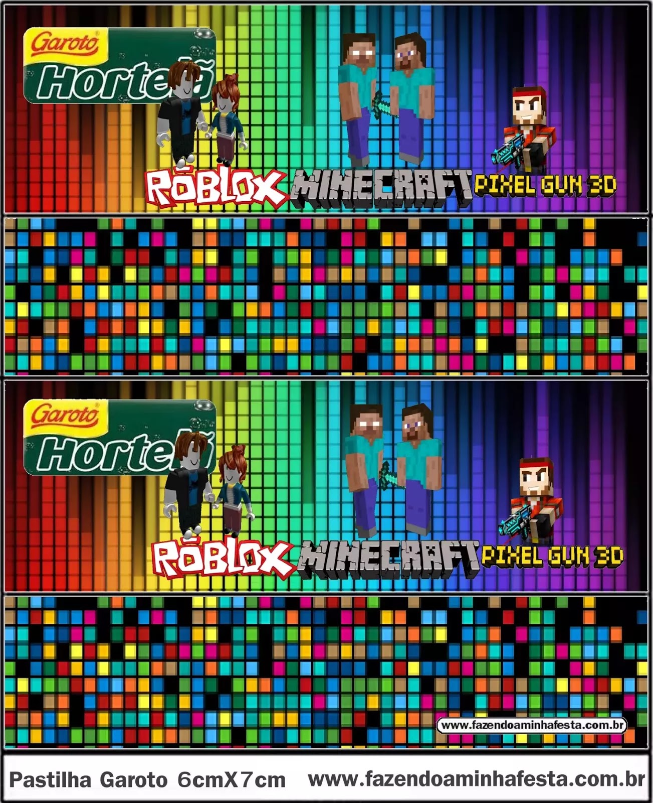 Pixel Gum 3d Roblox And Minecraft Free Printable Candy Bar Label Oh My Fiesta For Geeks - free printable roblox candy bar wrappers