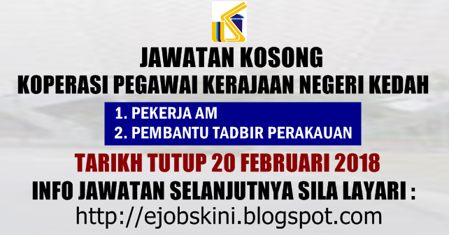 Jawatan Kosong Koperasi Pegawai Kerajaan Negeri Kedah - 20 