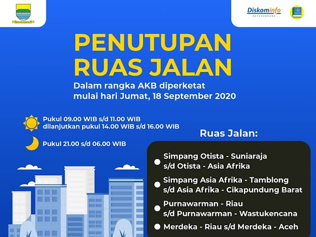 Adaptasi Kebiasaan Baru Diperketat, Ini Aturan dan Lokasi-Lokasi Serta Jadwal Penutupan Jalan di Bandung