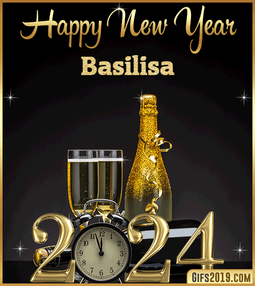 Champagne Bottles Glasses New Year 2024 gif for Basilisa