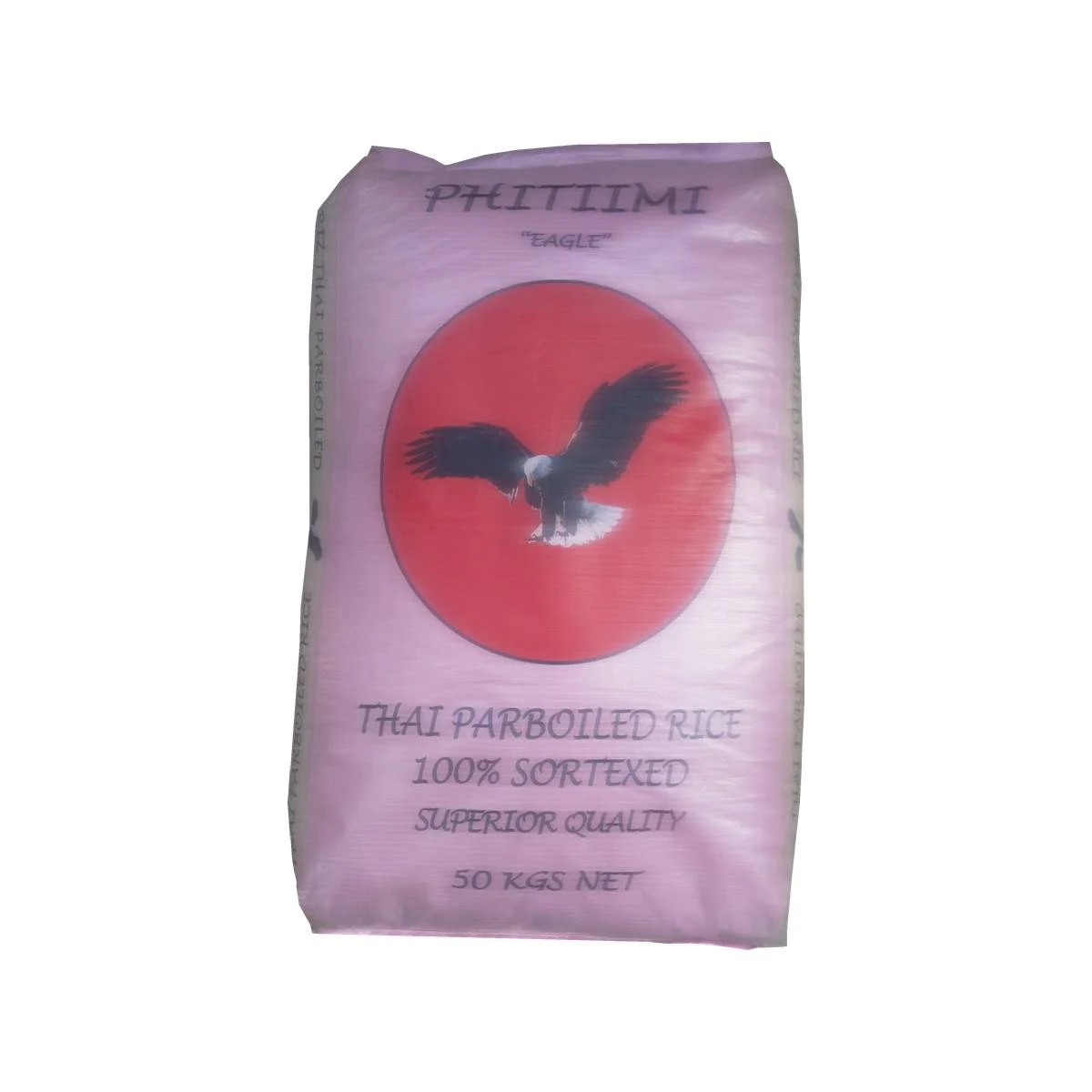 Phitiimi Eagle Thai Parboiled Rice 50g bag on a white background