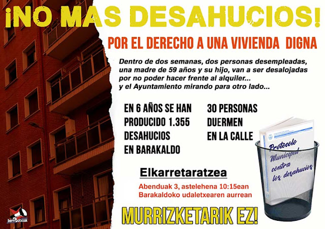 Cartel de Berri-Otxoak sobre los desahucios en Barakaldo