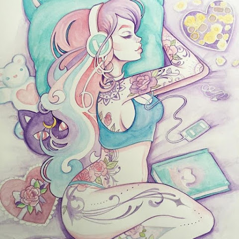 Illustrations Of Fantasy-Inspired Tattooed Girls By Gwen D'Arcy