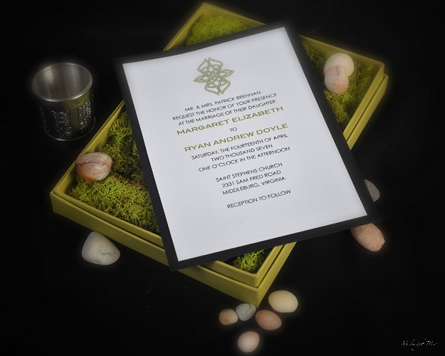This invitation was designed and hand worked in our studio for a wedding 