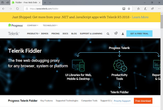 Download Fiddler da www.telerik.com